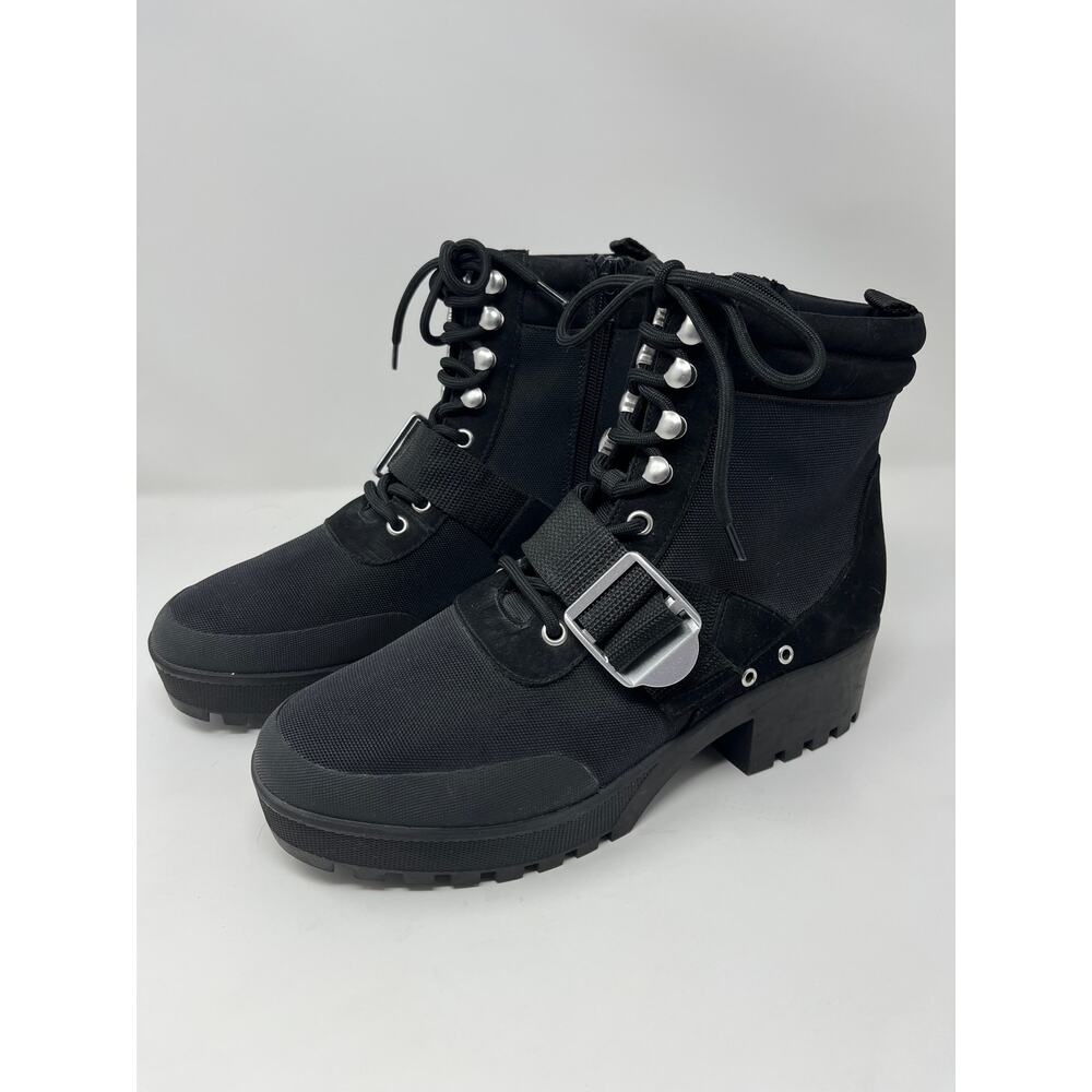 Steve Madden Grady Chunky Combat Boots Black Leather 10M